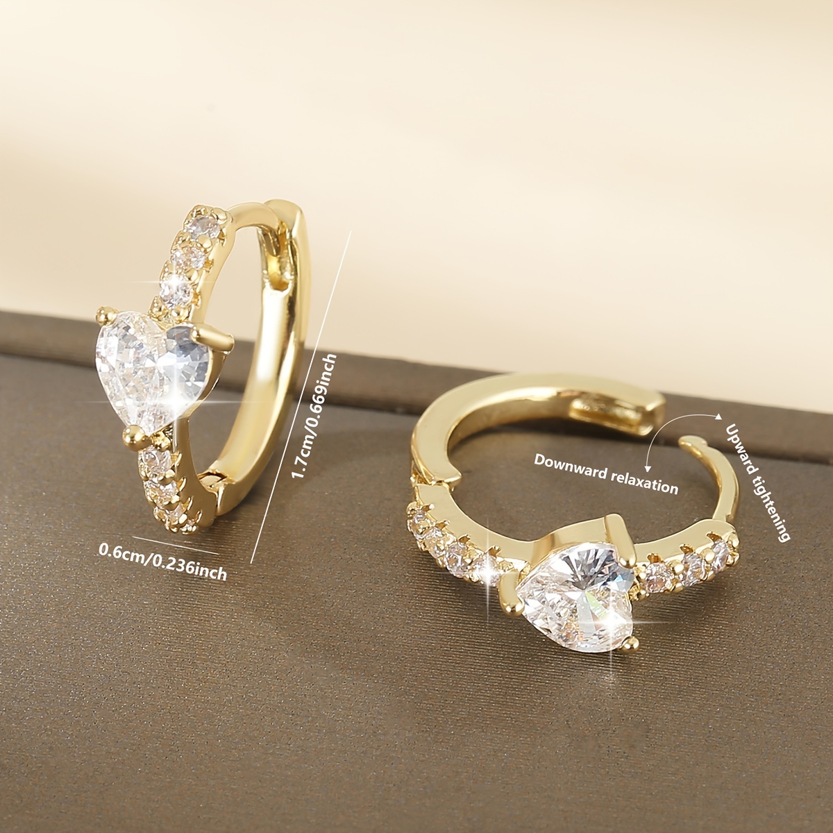 Heart Shaped Hoop Earrings with Cubic Zirconia